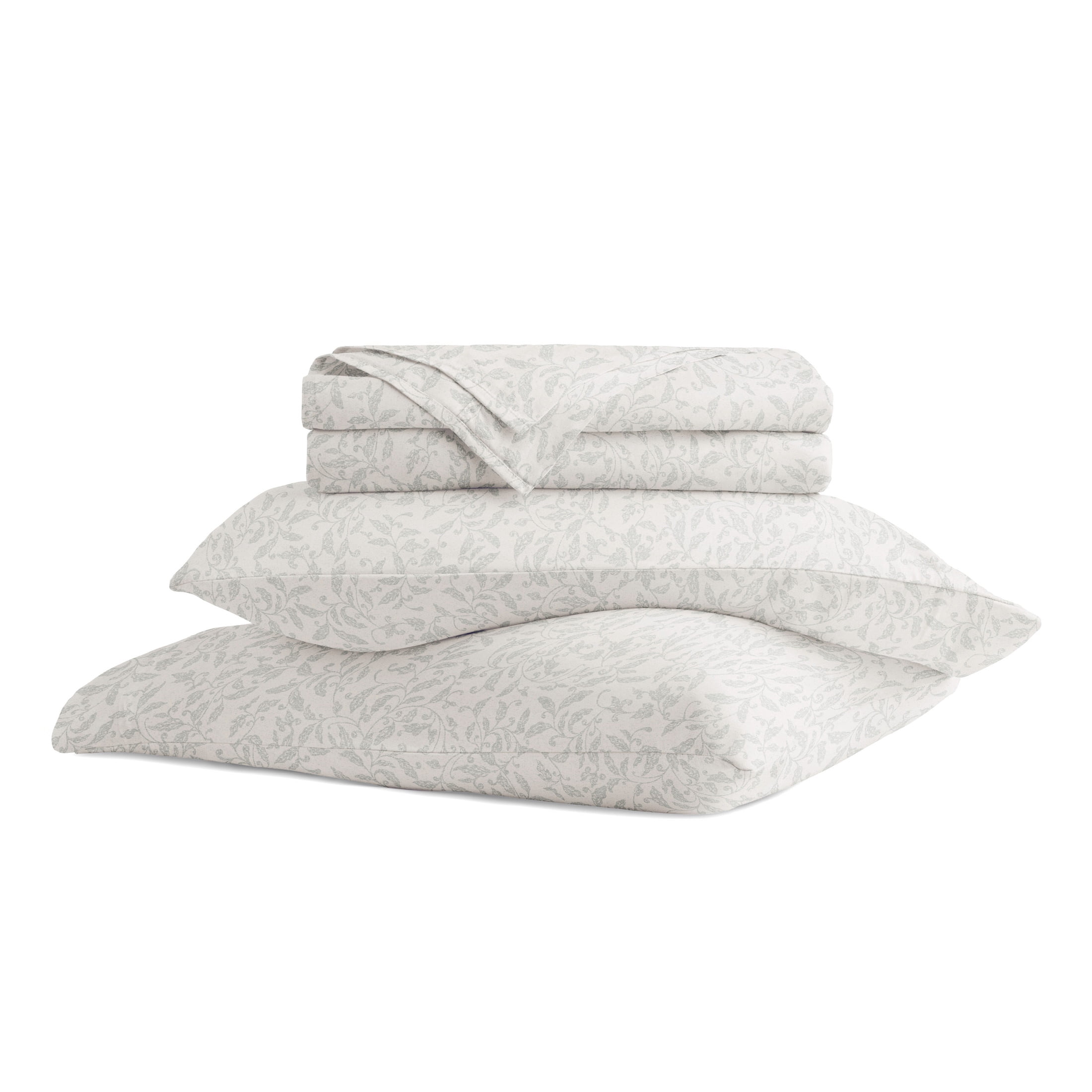 Noble Linens 4 Piece 300TC Cotton Printed Sheets, Romantic Vines Eucalyptus, Full