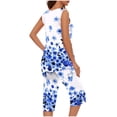 thumbnail image 3 of Blouses pour Femmes, Ensemble Haut Sans Manches à Col Rond Imprimé Décontracté, 3 of 5