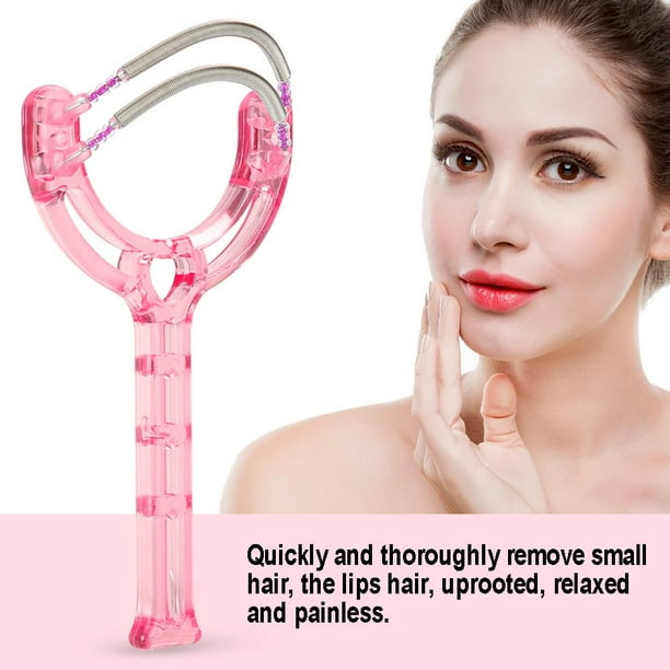 Mini depiladora facial,dispositivo portátil de depilación de labios de primavera,elimina eficazmente el vello facial, suaviza la piel, no lastima la piel,rápido y efectivo(Rosado) Ecomeon no