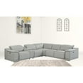 thumbnail image 3 of Light Gray Italian Leather Power Recline L Shape Six Piece Corner Sectional With Console, 3 of 5