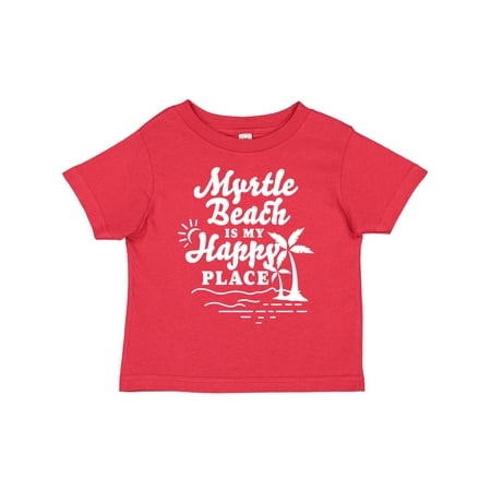 

Inktastic Myrtle Beach is My Happy Place with Palm Trees Gift Toddler Boy or Toddler Girl T-Shirt