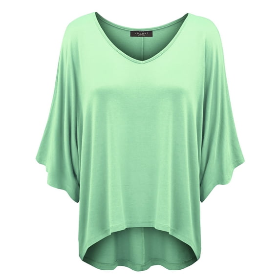 Made by Johnny Womens V-Neck Square Sleeves Oversized Loose Fit Top XXL MINT