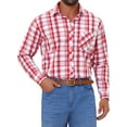 thumbnail image 1 of CAMISA DE VESTIR DE MANGA LARGA A CUADROS PARA HOMBRE INSPIRAR CHIC, CON COLLAR PUNTA Y BOTONES, A CUADROS ROJO Y BLANCO, 1 of 6