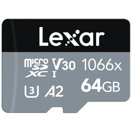 Lexar Silver Series Professional 64GB 1066x UHS-I microSDXC Card with Adapter