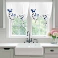 thumbnail image 5 of Tie Up Curtains for Windows Blue Flowers Valance Adjustable Balloon Curtain Floral Abstract Lines Tie Up Shades for Kitchen Living Room Bedroom Privacy Curtain Drape 34x45 Inch, 5 of 9