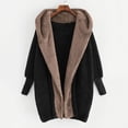 thumbnail image 3 of Women Solid Color Coat Warm Winter Overcoat Fluffy Jacket Button Down Overcoat Windproof Outer Coat Long Sleeve Cardigan, 3 of 6