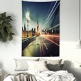 thumbnail image 3 of London Tapestry, Big Ben From Westminster Bridge Evening Urban Life England City, Wall Hanging for Bedroom Living Room Dorm Decor, 60W X 80L Inches, Dark Blue Jade Green Orange, by Ambesonne, 3 of 5