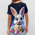 thumbnail image 3 of Fgvctg Easter Scrubs for Women Casual Short Sleeve Cute Bunny Print Scrubs Tops Loose V Neck Working Shirt Scrub Workwear Nursing Uniform Medical T Shirts with Pocket Dark Blue XL, 3 of 5
