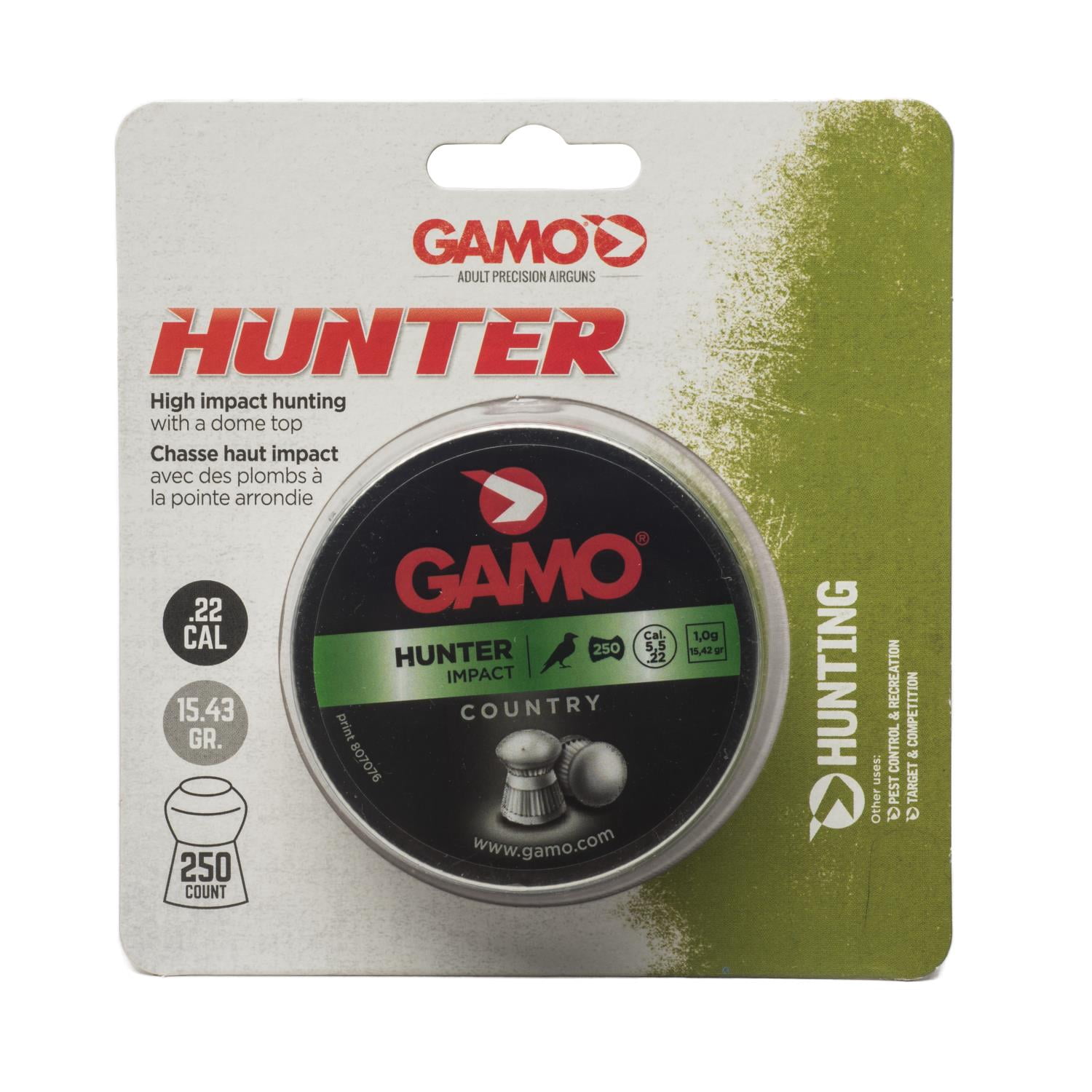 GAMO Hunter (Round Nose) .22 250 Count (15.43 gr), 6320025B54