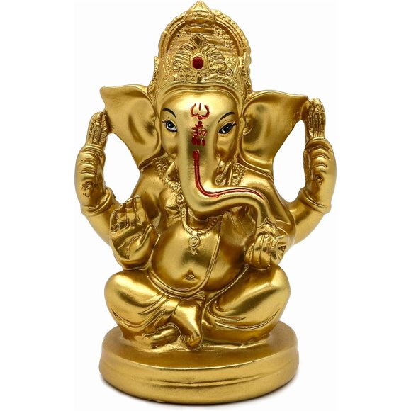 India Home Pooja Ganesha Statue - Indian Ganesh Handmade Ganpati Elephant - Hindu Mandir Diwali Decoration, Wedding Party Arts Presents
