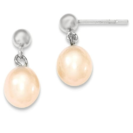 Cultured Pearl Pearl Brooch - ICE CARATS 925 Sterling Silver 8mm Pink Freshwater Cultured Pearl Post Stud Earrings Drop Dangle Rice Fine Jewelry Ideal Gifts For Women Gift Set From Heart