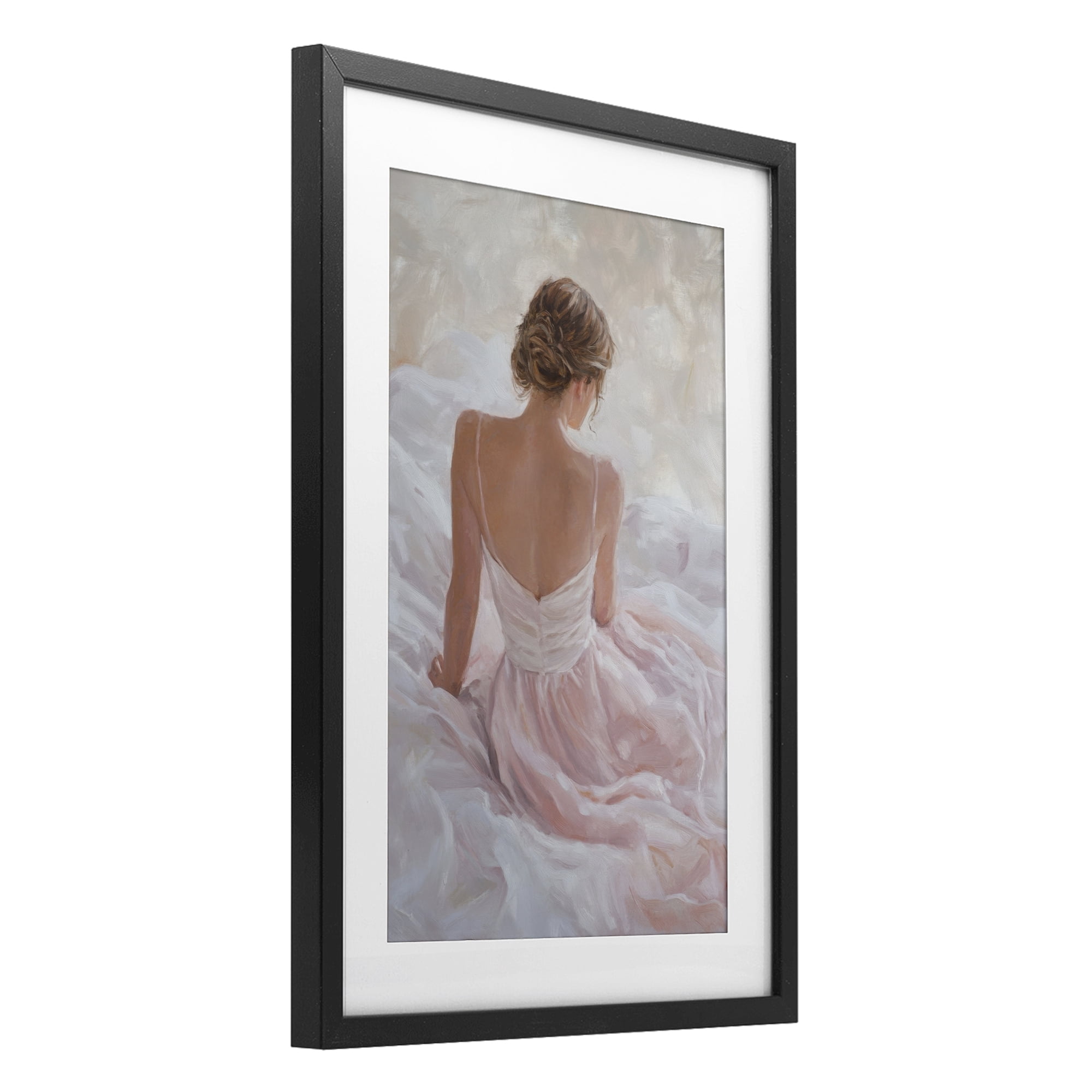 Stupell Industries Quiet Reflection in Pastel Pink Black Framed Print Under Glass, design by Petal Prints Design