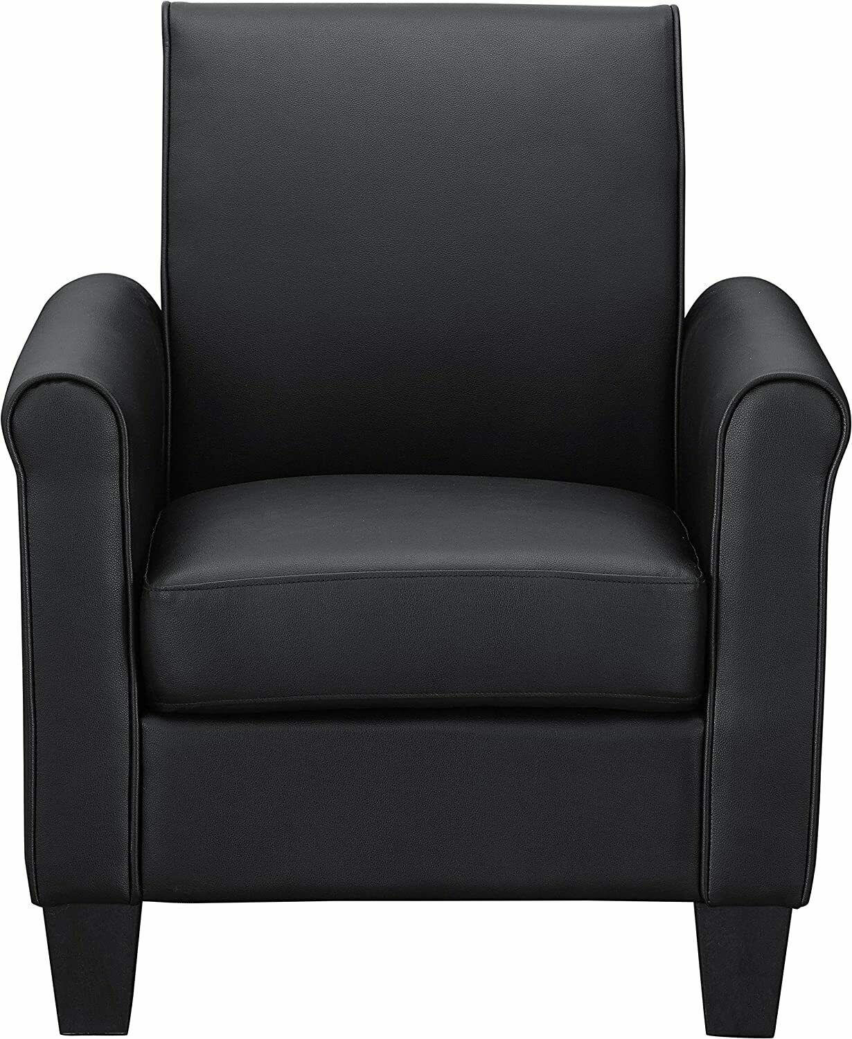 Modern PU Leather Arm Accent Sofa Seat Club Chair Living Room Home Furniture Black