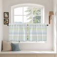 thumbnail image 3 of Aqua Yellow Stripe Tier Curtains, Abstract Art Modern Vertical Striped Light Filtering Kitchen Curtains, 2Pcs Rod Pocket Half Window Treatments Panels for Sink Cafe Cabinet Camper 27.5x36 Inches, 3 of 9