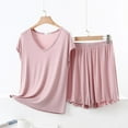 thumbnail image 2 of Qtocio Womens Summer Pajamas Set,Soft Stretchy Sleeveless V Neck Lace Shorts Sleep Set, 2 of 4