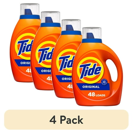 (4 pack) Tide Liquid Laundry Detergent, Original Scent, 60 fl oz, 48 Loads