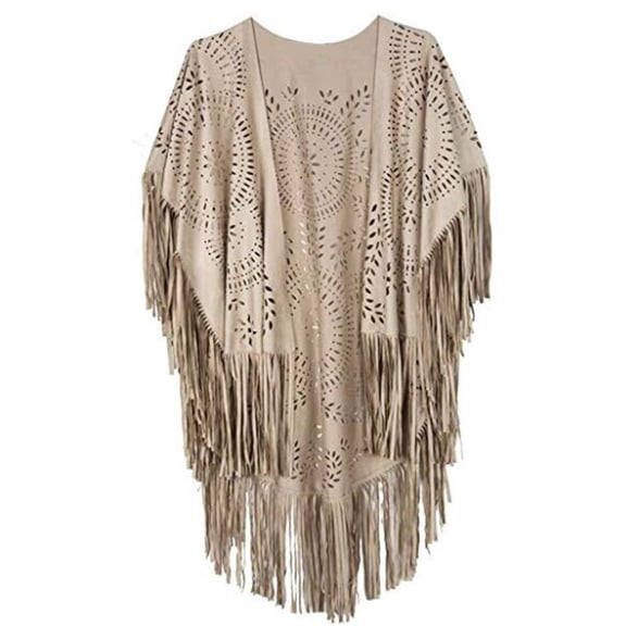 Women Fringe Vest Faux Tassels 70s Hippie Clothes Open-Front Cardigan Sleeveless Vest Female Waistcoat Outwear