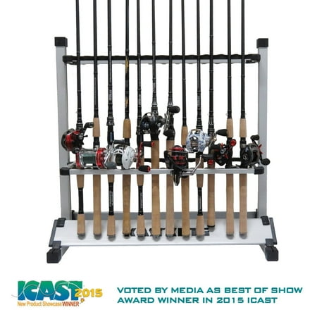 KastKing Rack 'em up Fishing Rods Holder - 2015 ICAST Best of Show Award Winner - Portable Aluminum Fishing Rod Racks - 24 Rod Rack/ 12 Rod Rack for Freshwater