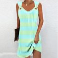 thumbnail image 2 of Annhoo Robe d'Été Mini pour Femmes, Décontractée, Ample, à Rayures Imprimées, Col en V, Sans Manches, Robe Débardeur, Plage, Courte, 2 of 5