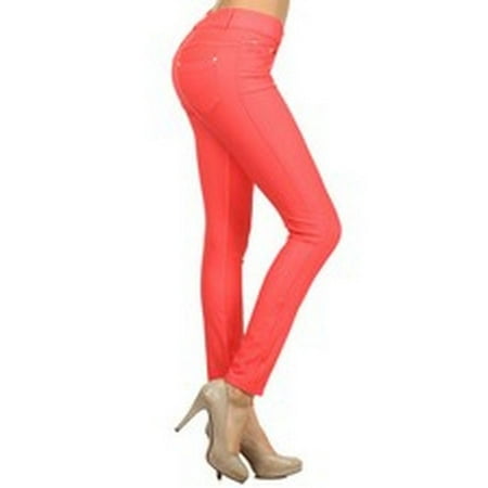 Women's Classic Solid Cotton Blend Jeggings Soft Skinny Stretch Pants Multi Colors &