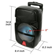 8 Portable BT Bluetooth Speaker Subwoofer Heavy Bass Sound System Party With Microphone and Remote