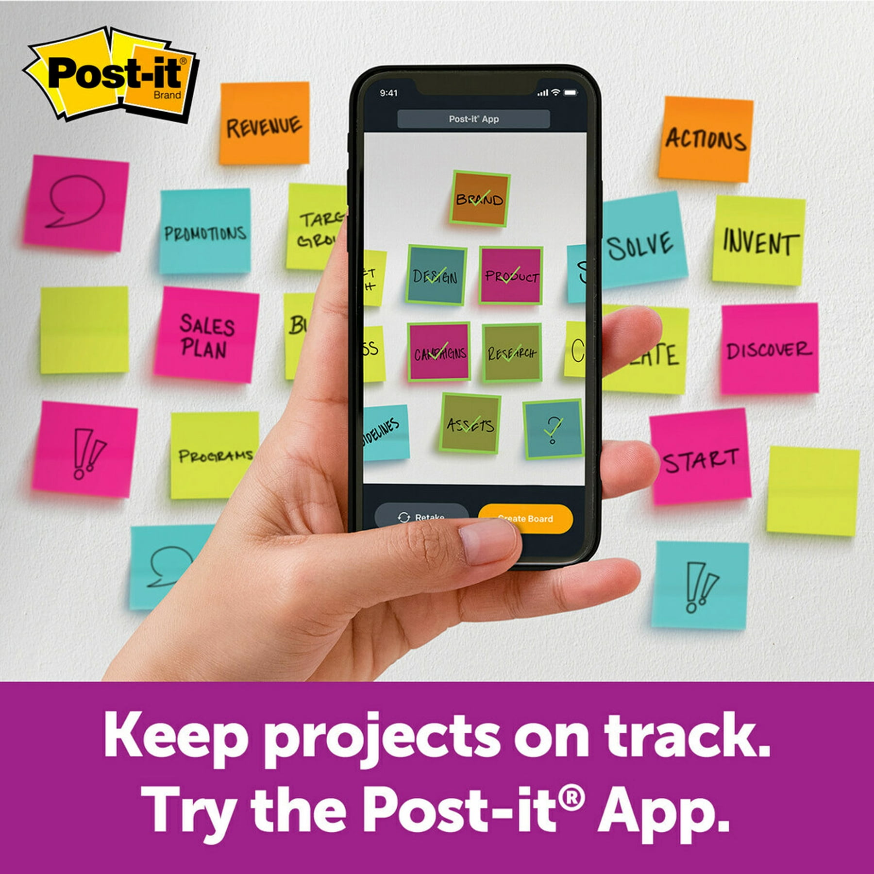 Post-it Super Sticky Big Note, 11 in. x 11 in., Yellow, 30 Sheets/Pad, Pack of 3