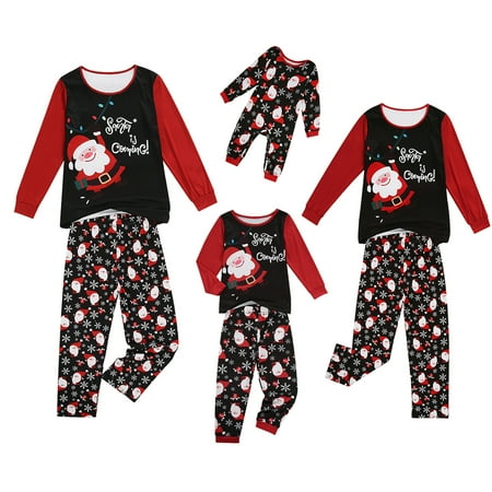 

FOCUSNORM Matching Family Clothes Sets Christmas Santa Homewear Women Men Kids Baby Loungewear Tops Pants Wear