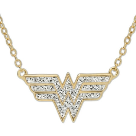 DC - 18kt Gold-Tone Wonder Woman Logo Crystal Pendant with Chain ...