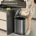 thumbnail image 4 of MRBIN Stainless Steel Kitchen Trash Can with Lid, 10.5 Gal / 40L Slim Step Commercial Waste Basket with Inner Bucket, Soft Close Covered Skinny for Narrow Bedroom, Living Room, Rvs, Eclipse Grey, 4 of 7