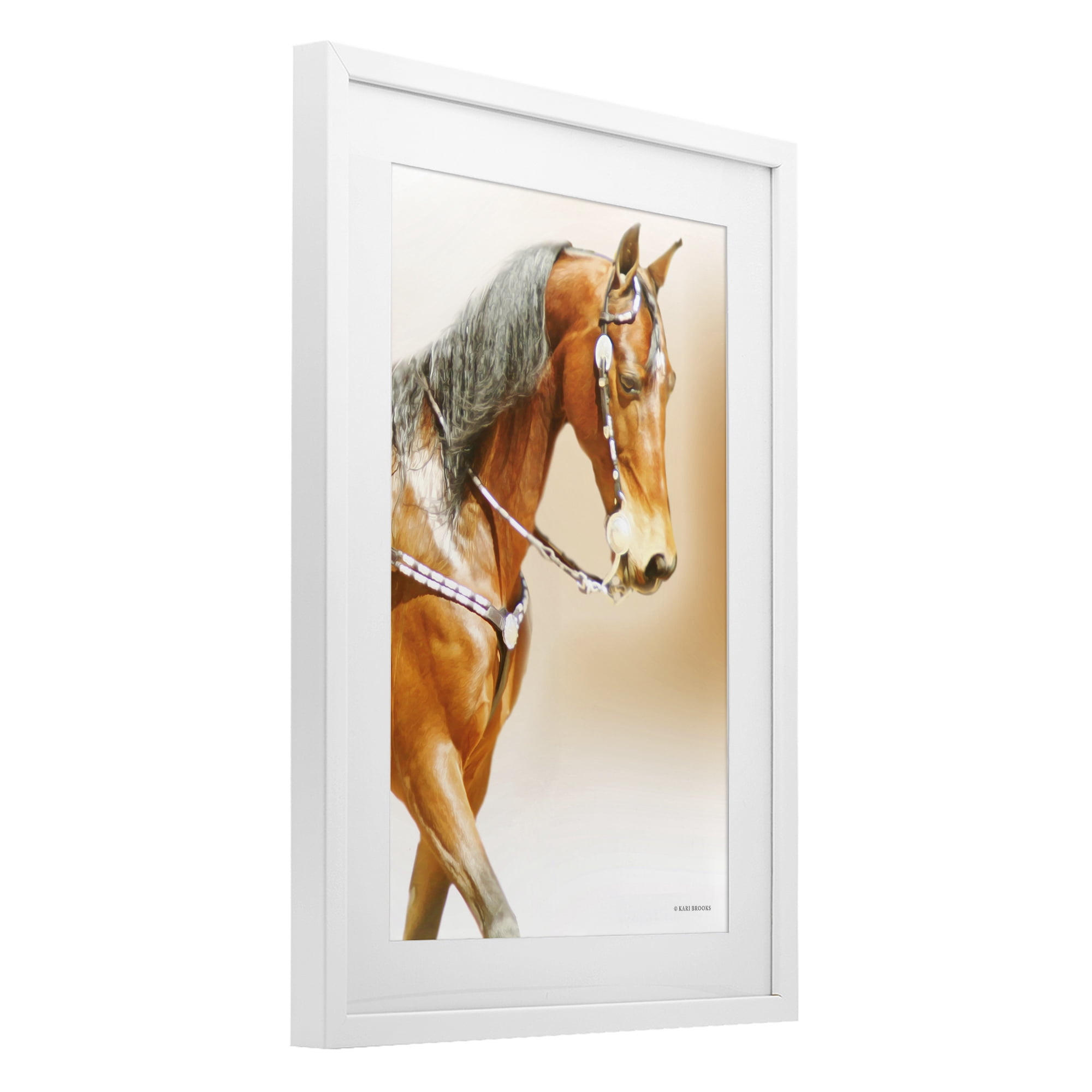 Stupell Industries Brown Majestic Horse White Framed Print Under Glass, design by Kari Brooks