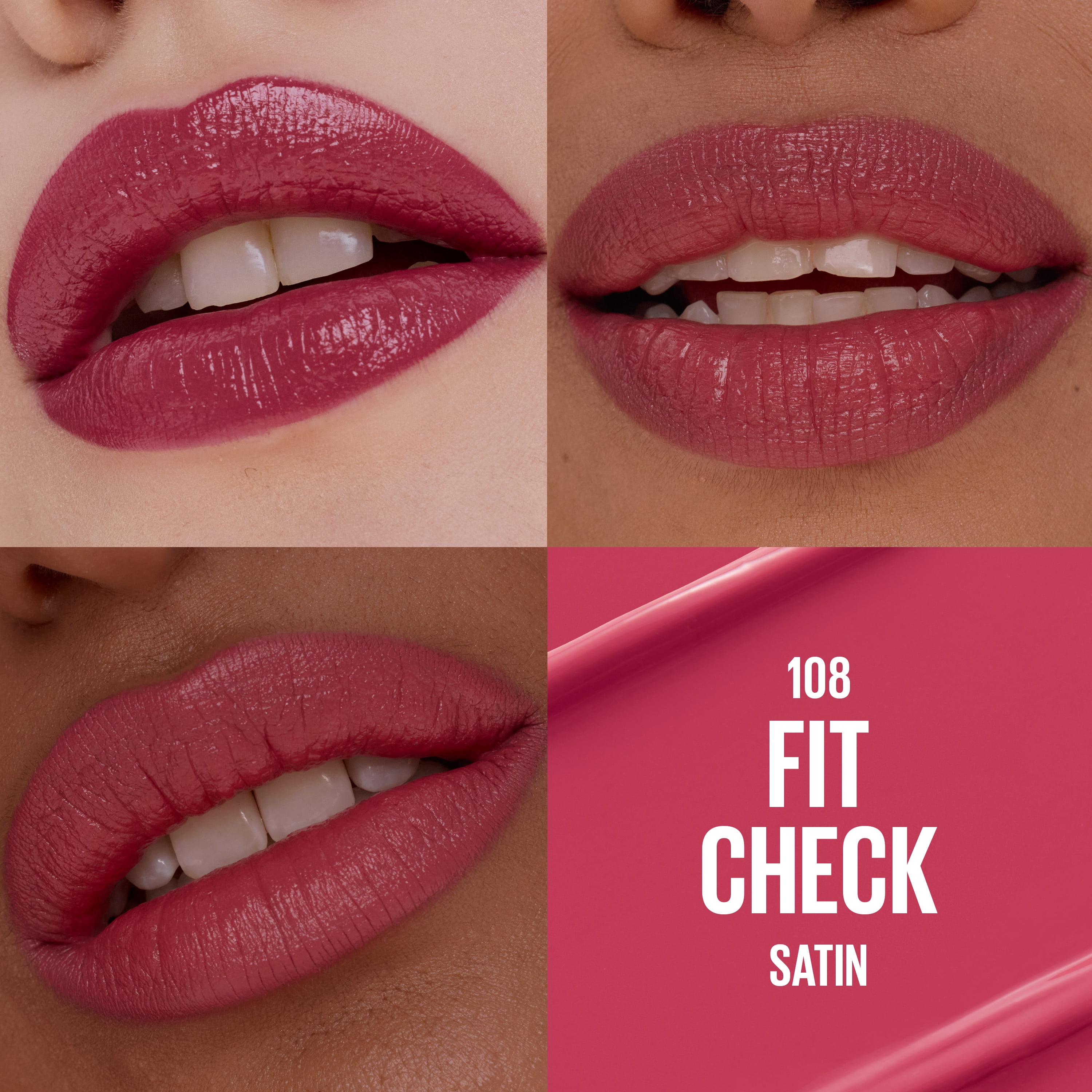 Maybelline Serum Lipstick, Satin Finish, Oil-Blend and Hyaluronic Acid, 108 Fit Check, 0.12 oz