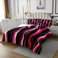 thumbnail image 2 of Erosebridal Geometric Wave Stripes Bedspread Set King Size Gradient Pink Black, 2 of 6