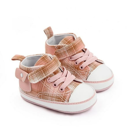 

SYNPOS Unisex Baby Boys Girls Sneaker Soft Anti-Slip Sole Newborn Infant First Walkers Canvas Denim Shoes 0-18 Months