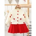 thumbnail image 2 of Suealasg Little Girls Fall Outfits 6M 1T 2T 3T 4T Kids Girls Long Sleeve Strawberry Grape Sunflower Print Ribbed Cardigan A-Line Pleated Skirt Set 2Pcs Cute Autumn Clothes for Toddler Girls, 2 of 4