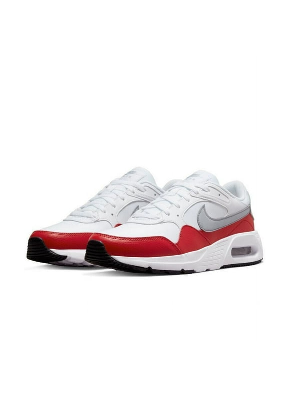 mens white nike shoes with red swoosh