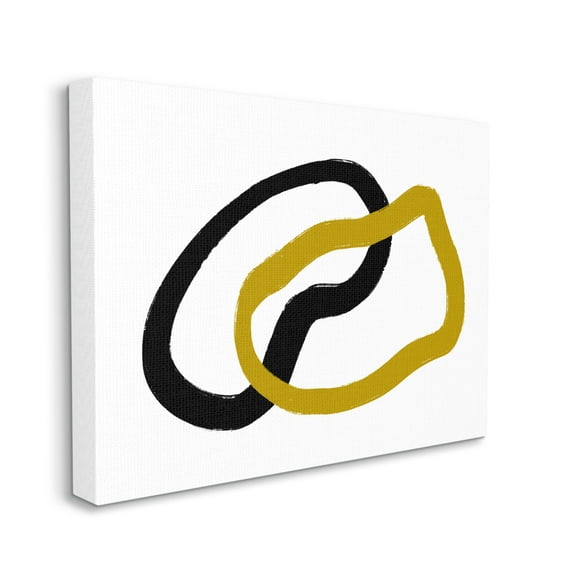 Stupell Industries Embrace over Horizon Line Abstract Black Gold Shapes Abstract Painting Gallery Wrapped Canvas Print Wall Art, 16 x 20