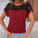 thumbnail image 1 of mfyjkho Tops Para Mujer, Camisa Informal De Manga Corta Con Cuello Redondo Y Ribete De Encaje Para Mujer Tops Para Mujer L, 1 of 8