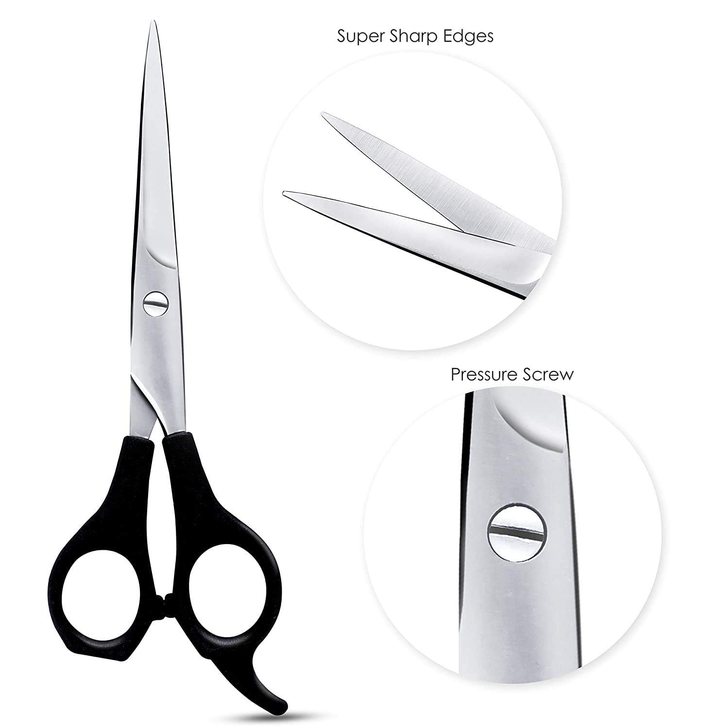Professional Hair Cutting Scissors, Sharp Razor Edge Hairdressing Scissors Salon Hair Scissors,Stainless Steel, Lightweight Haircut Scissor (Hair Cutting Scissors-Black)