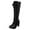 Black, variant on Knee High Boots Women Trendy Leather Elegant Dress Lace up Fall Winter Tall Boots Casual Zipper High Heels