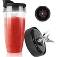 thumbnail image 1 of Compatible Piezas De Aspas Licura Ninja, Juego De Repuesto De Vasos De Licura y Cuchilla, 3 Piezas Repuesto，1 Vaso Original 24oz Incluye Tapa, 1 Cuchilla Extractor 7 Aletas, 1 of 3