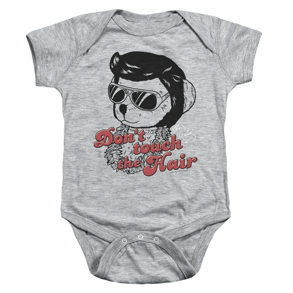Trevco ELV758-SS-2 Elvis Presley & Dont Touch The Hair Infant Snapsuit T Shirt, Athletic Heather - Medium - 12 Month