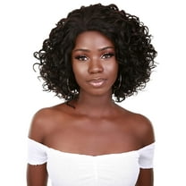 LUXLUXE Oya Curly 14.5 Inch Long 4X4 Hand-Tied Lace Front Wig, High-Quality Heat Resistant Fiber, 20  Shades of Natural, Dip Dyed, & Blended Colors (#F1B/33 - Black with Auburn Highlights)