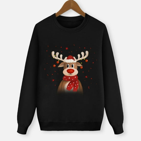 Family Matching Christmas Sweater Funny Cute Christmas Pullover Sweatshirt Relaxed Holiday Crewneck Christmas Sweater Pullover for Women Men Boys Girls Child 3 Black 7Y