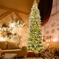 thumbnail image 2 of Costway 9 FT Flocked Christmas Tree with 1310 PE PVC Branch Tips 470 Warm White LED Lights, 2 of 10