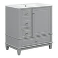 thumbnail image 3 of Christopher Knight Home 30" Bathroom Vanity with Ceramic Sink, Multifunctional Storage, Soft Close Door, Gray, 3 of 13