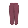 thumbnail image 5 of Womens Travel Pants Fashionable Casual Summer Elastic High Waisted Solid Color Cotton And Linen Loose Trousers Drawstring Waist M Pants For Women, 5 of 5