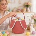 thumbnail image 2 of AURIGATE Easter Bunny Ear Corduroy Basket, 8.85×9.05in Cotton Easter Treat Bag with Handle, Easter Egg Hunt Bucket for Kids, Spring Holiday Party Favor & Gift Giving, 2 of 6