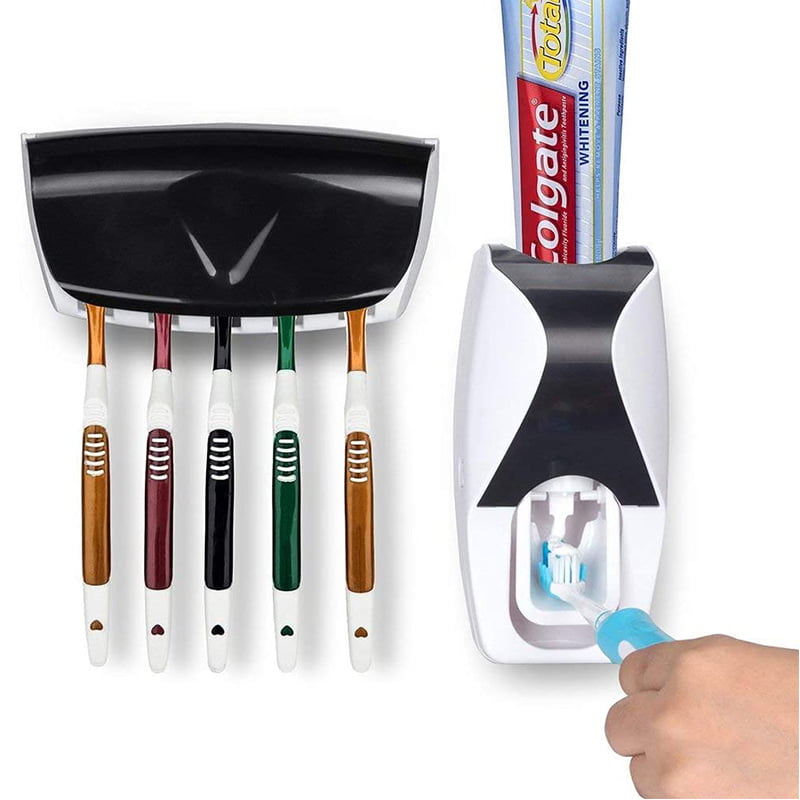 UV Automatic Toothpaste Dispenser&Toothbrush Sterilizer Holder Stand Wall Mount 