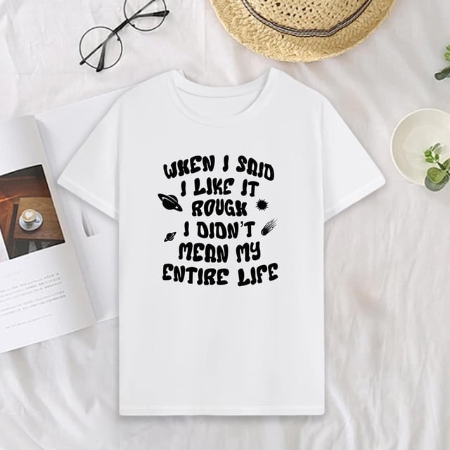 Camiseta de manga corta para mujer con cuello redondo y camisetas de verano para senderismo, viaje de trabajo M