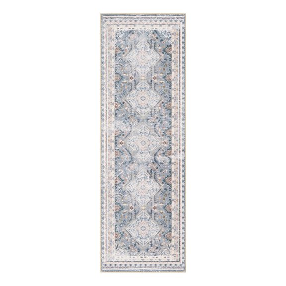 Phantoscope Retro Distressed Area Rug — Low-Pile Hallway Rug, 2' x 6', Classic Blue